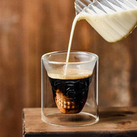Czaszka Espresso filiżanka kawy podwójna ściana szklany kubek szkielet Whisky Bar lampka do wina es przezroczysta wódka strzał lampka do wina Drinkware 2